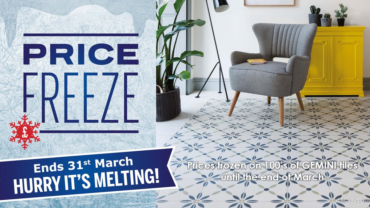 geminitiles's tweet photo. Our PRICE FREEZE is ending soon! 
Prices frozen on 100's of GEMINI Tiles until the end of March.
Just look for the snowflake icon! Shop now 👉 https://t.co/hfVL55sB0D https://t.co/5YefhsvDWJ