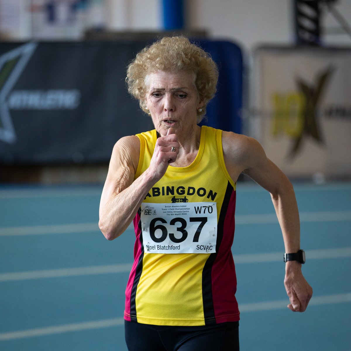 alexrotas's tweet photo. Noel Blatchford, 72, #EuropeanMastersAthletics #RaceWalk #AthleteOfTheYear 2019 shows the determination & focus it takes to win (& avoid the dreaded technical disqualification) the 3K RW event at the @TheBMAF national champs this w/e, finishing in 20:06.78๐ฅ๐ #MaverickGeneration https://t.co/cyammzD2z9