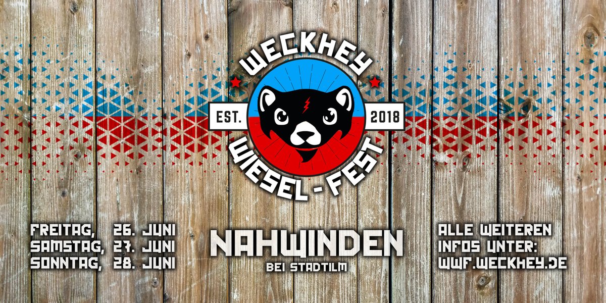 weckhey's tweet photo. #WeckheyWieselFest 2020 coming up on 26 June @ #NahwindenRockcity ;-)

Infos @ https://t.co/iM4EugHl5z &amp; Tickets @ https://t.co/25qa2qk2Uu

#wwf #weckhey #festival #thüringen #stadtilm #livemusic #nahwinden https://t.co/LklgdEMroF