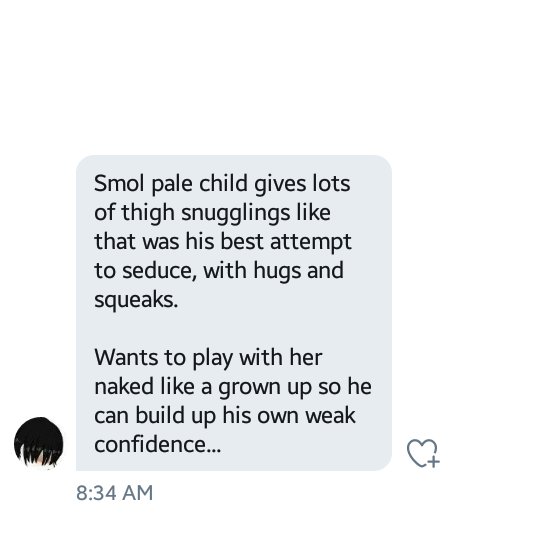 -- my wishes as a writer are respected.

THIS kind of message is not only dangerous to send to me (an adult!) but it IS disturbing. 

I would have corrected them, but, after looking at their account, I don't think I would have gotten through. Based on their writing style, I--