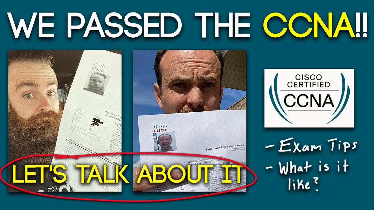 NetworkChuck's tweet image. the new CCNA...what's it like? How do you prepare? Join me and @CioaraJeremy tonight to talk about it LIVE ------> youtu.be/x_7wC4xFz-M
#CCNA #ccna200301 @LearningatCisco @CBTNuggets @Cisco