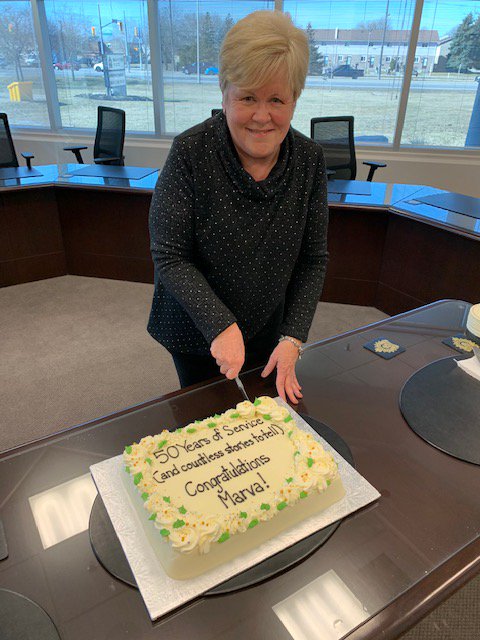 BrantfordPolice's tweet photo. Today is a very special day at BPS as we celebrate Marva Usher's 50th anniversary with the Brantford Police Service!! Congratulations and Thank You Marva for 50 years of dedicated service!! #thankyou #dedication #thestoriesshecouldtell https://t.co/hPcUqp8a5f