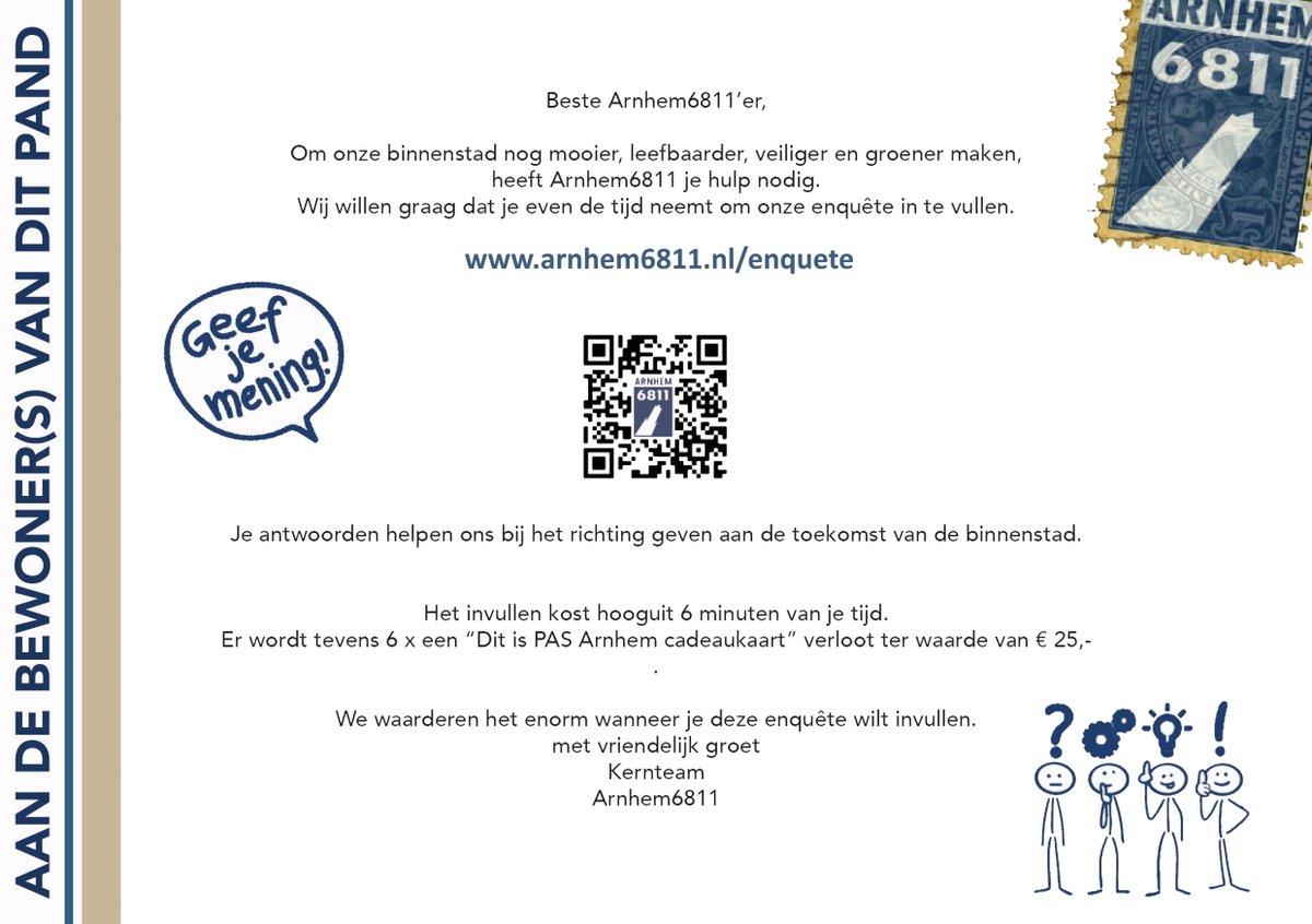 Nog een paar dagen dan gaan we de ruim 500 reacties verwerken.
======== Heb jij hem al ingevuld? ===========
Om onze binnenstad nog 𝐦𝐨𝐨𝐢𝐞𝐫, 𝐥𝐞𝐞𝐟𝐛𝐚𝐚𝐫𝐝𝐞𝐫, 𝐯𝐞𝐢𝐥𝐢𝐠𝐞𝐫 𝐞𝐧 𝐠𝐫𝐨𝐞𝐧𝐞𝐫 maken, heeft Arnhem6811 je hulp nodig.
arnhem6811.nl/enquete