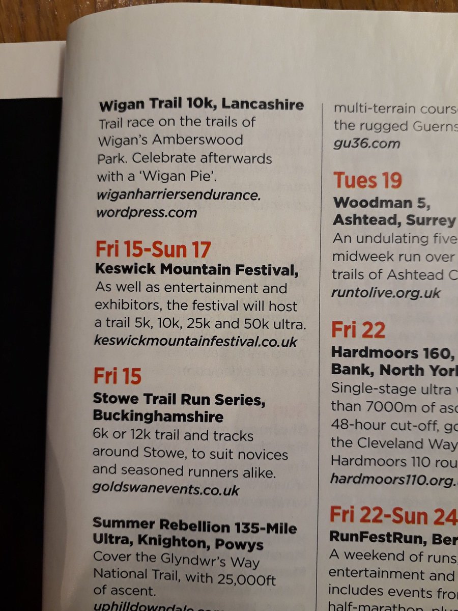 Mchbiker's tweet photo. My favourite trail race #Wigantrail10k in my favourite mag this month 😊 @TrailRunningMag #2favs #wiganpie https://t.co/mjohXWk8Hc