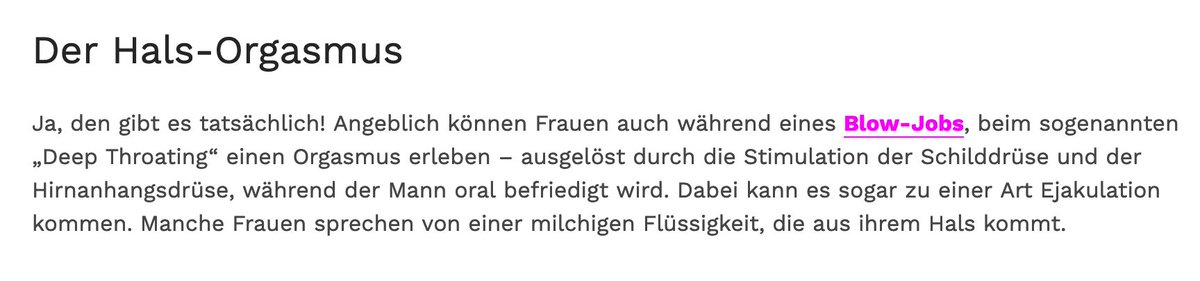 'Puhh, Frauen sind sexuell schon echt arg selbstbestimmt.'
'Ja, ich weiß, die haben ständig Wünsche und Forderungen, wollen Orgasmen und so.'
'Man kann sie eigentlich kaum noch unter Druck setzen und performen lassen.'
'Hmmhmm.'
'Du. Ich glaube, hab da eine Idee.'