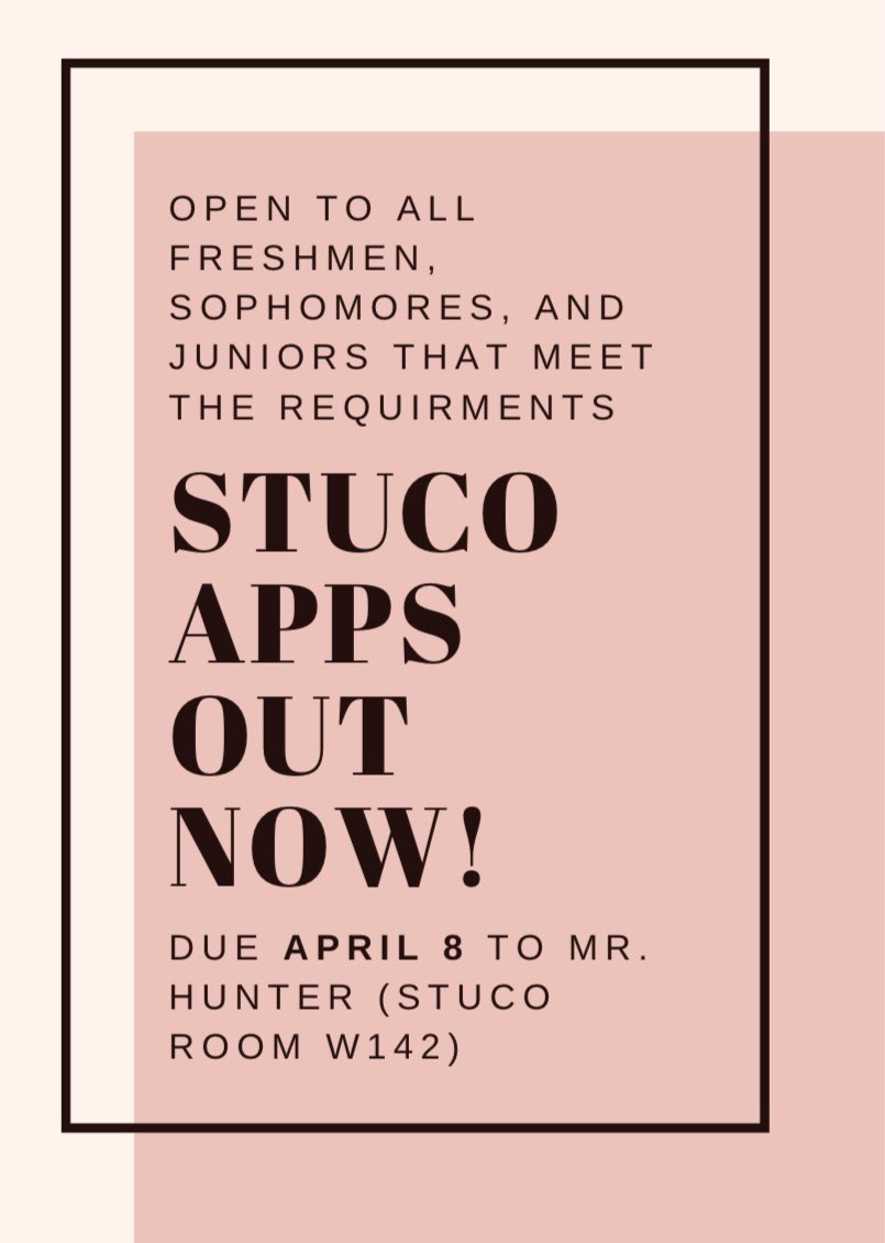 stuco apps out now!! find them in the stuco room (W142)