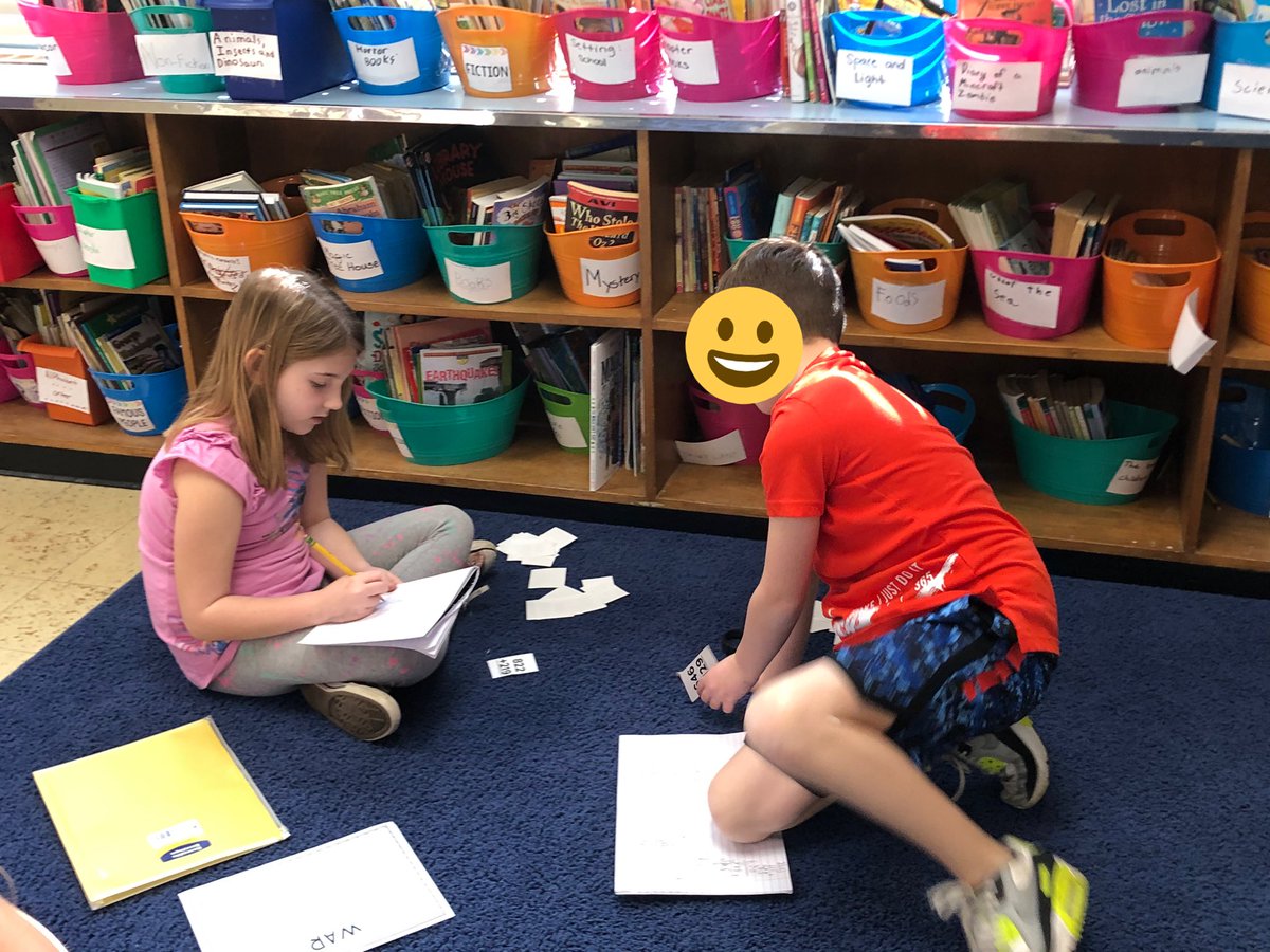 MrsMains's tweet photo. Meeting students needs through differentiated centers in 3C.  Impressed with how many equivalent fractions these students could make using the same group of chips! @MsCastrovinci @Hubbard_School https://t.co/6iMmZ9YMu9