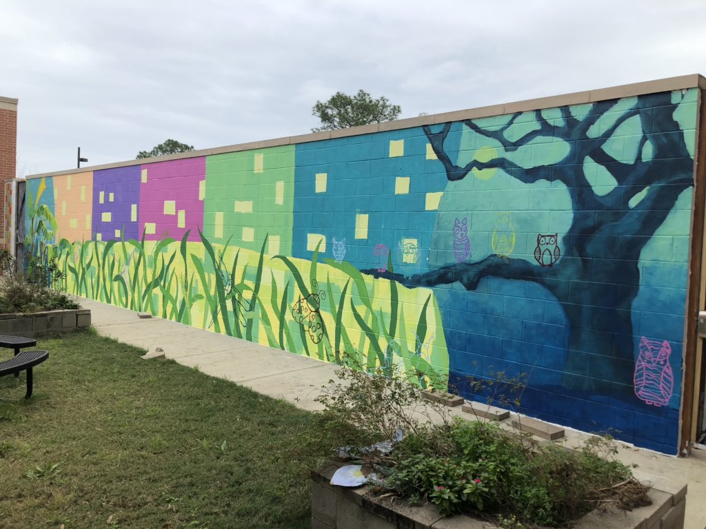 lovettstrong's tweet photo. It’s so exciting to see our students working on the mural this week.  Can’t wait to see what comes next! https://t.co/DpPMXhpses