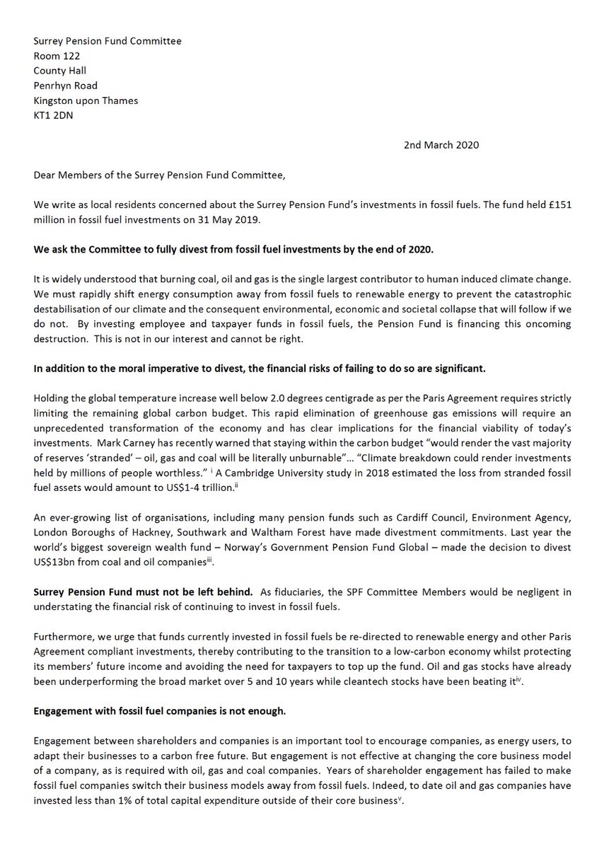 SurreyPensions's tweet photo. The latest Surrey organisation to co-sign the campaign for #SurreyDivestment is #TransitionHaslemere @GreenHaslemere. Welcome aboard!
We call on Surrey County Council to get the pension fund out of risky #oil & gas investments. #StrandedAssets #SccDivest #ClimateChange #oilprice https://t.co/EyOf9gHglH