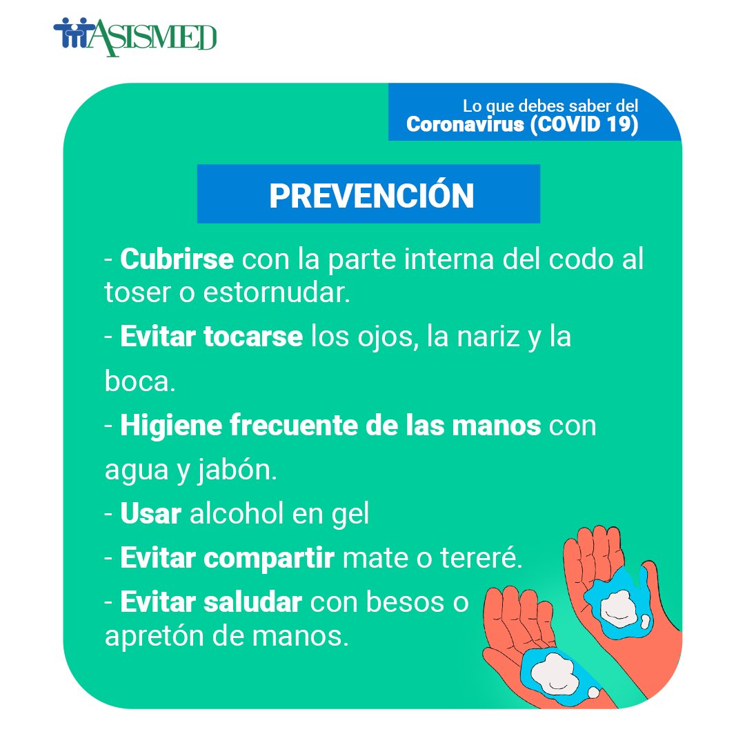 AsismedPy's tweet image. Para combatir y prevenir la propagación del virus debemos estar bien informados sobre sus características, la forma en que prevenimos el contagio y principalmente quienes son más propensos a contraer el tipo grave de esta enfermedad.