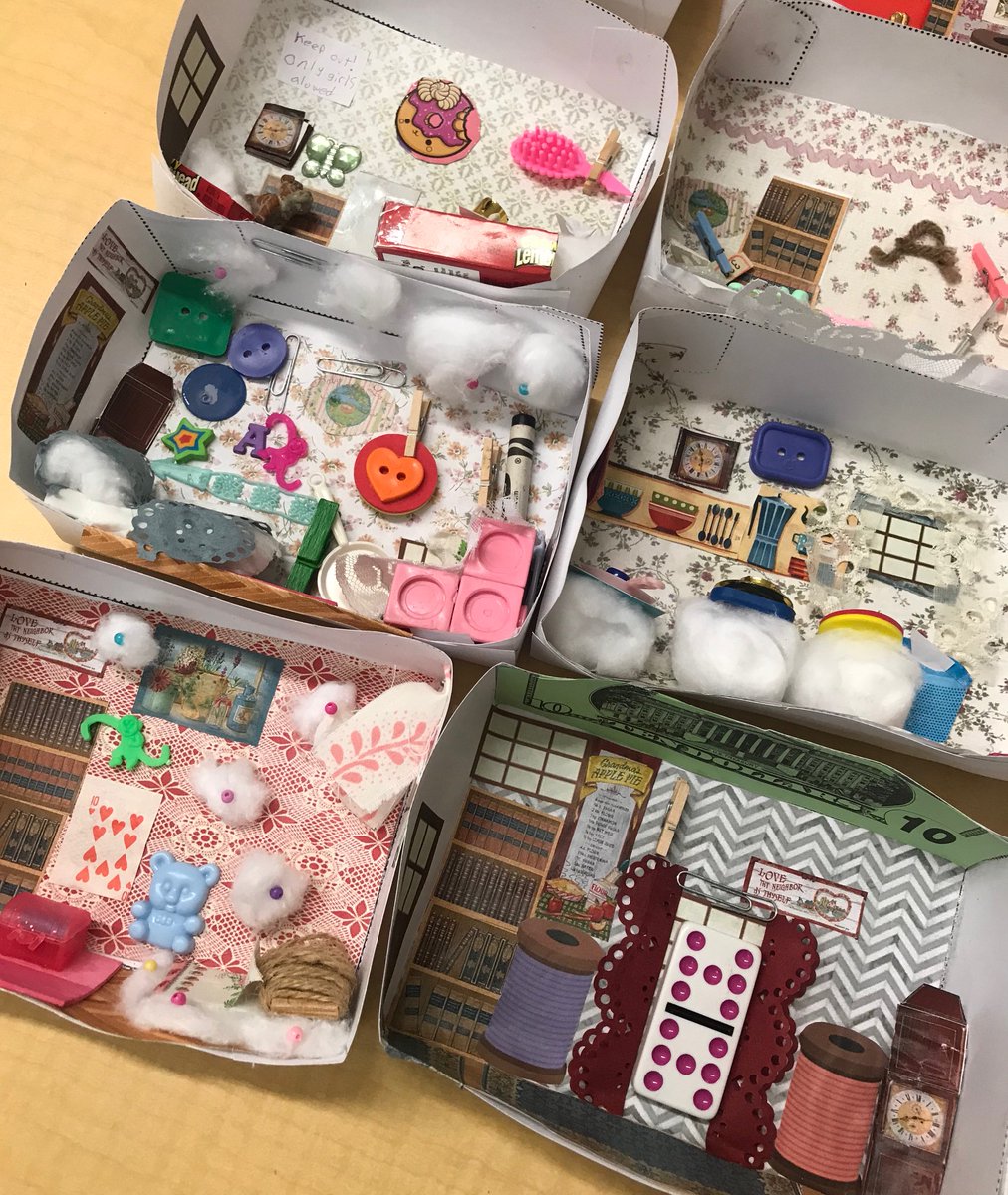 TeachersChatter's tweet photo. Always a fun culminating project for the novel, The Borrowers. The kids (and I) love Borrower Rooms! #makerspace #theborrowers #projects https://t.co/zA6WQyEcql