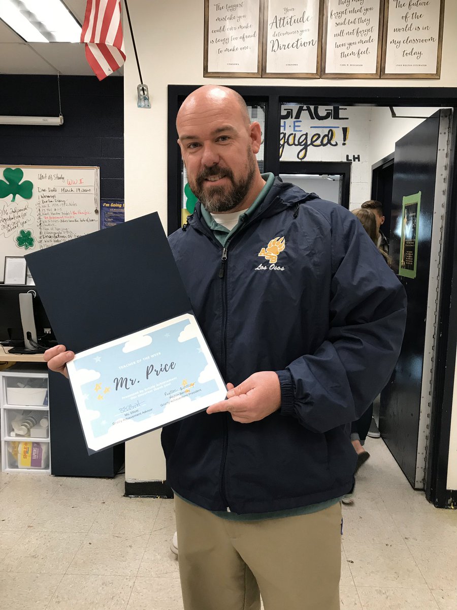 LOHSachievement's tweet photo. Congratulations to Mr. Price for being this week’s Teacher of the Week! We appreciate everything you do for us to help make our campus great. 💙 https://t.co/lThv6Kxjd8
