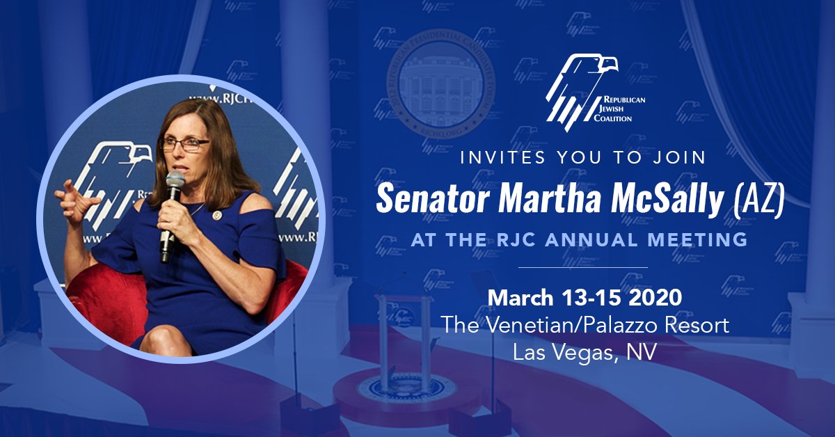 ***Speaker Announcement***

Senator @MarthaMcSally will be speaking at this year's RJC Annual Leadership Meeting in Las Vegas!

Tickets: RJCVegasMeeting.com

#RJCVegas