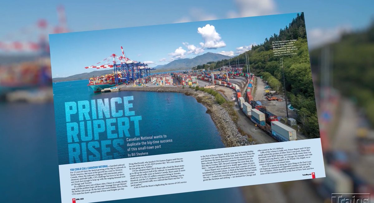 bybillstephens's tweet photo. For a look at why #CanadianNational wants to duplicate the success of the Port of Prince Rupert, B.C., at Quebec City and Halifax, check out my story in the April issue of Trains Magazine. #rupertport https://t.co/GuHzc1r2iZ