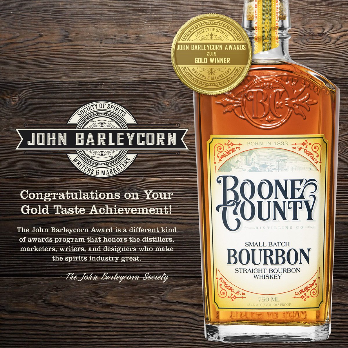 madebyghosts's tweet photo. A different kind of bourbon award for a different kind of bourbon. Have you tried our @JBC_Awards Gold Small Batch Bourbon or Bourbon Cream? #Bourbon #SmallBatch #BourbonCream #MadeByGhosts #Barleycorn #BourbonAwards https://t.co/HxWAsXLHka