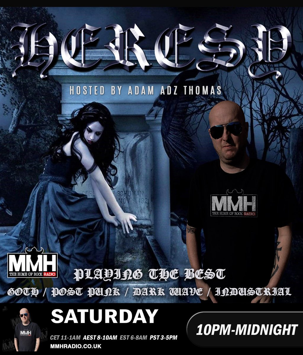 MMH_Radio's tweet photo. Heresy Tonight- 10pm new music from
MichaelCiravolo ft @CurseMackey @Dispel_Music #InDeathItEnds @iyatoyah @jonnypolonsky @LongNight13 @MayflowerMadam1 #MysticPriestess #NoNames vs @DecentNewsBand @PSYCHOSOMATIK1 @TBMassacre #TheInSect @TheJoyThieves @ThenComesS @REVillusionBand https://t.co/Ax9SmmX0Fx