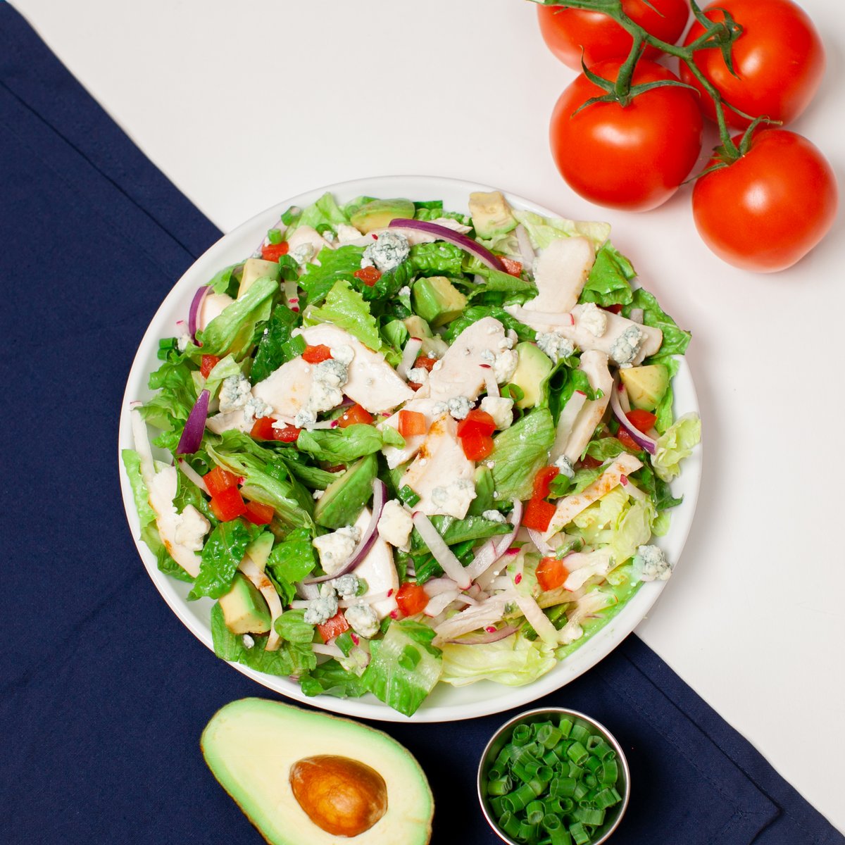 Our Chopped Chicken Salad with Honey Mustard Vinaigrette is filled with light and bright flavors of spring! Including lean chicken breast, creamy avocado, crumbly blue cheese, fresh tomatoes and colorful veggies. 🥗 Enjoy this month only!