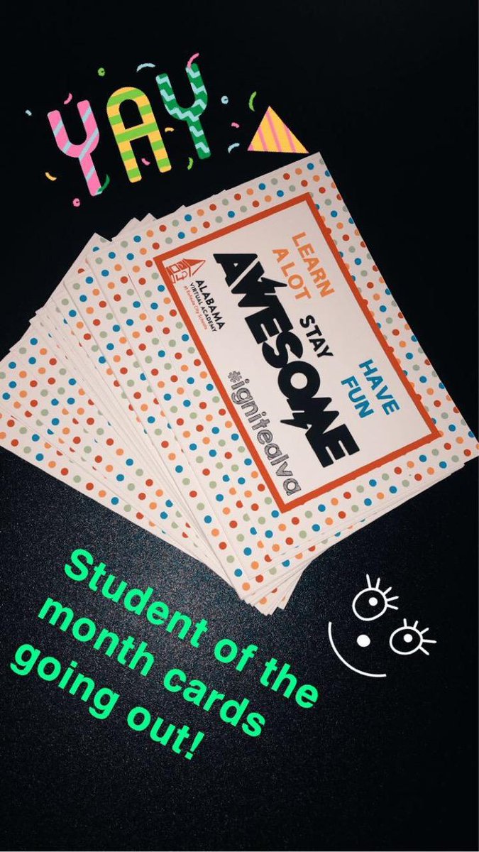 We are always so excited to mail out student of the month cards! Way to go ALVA Students! #ALVAROCKS