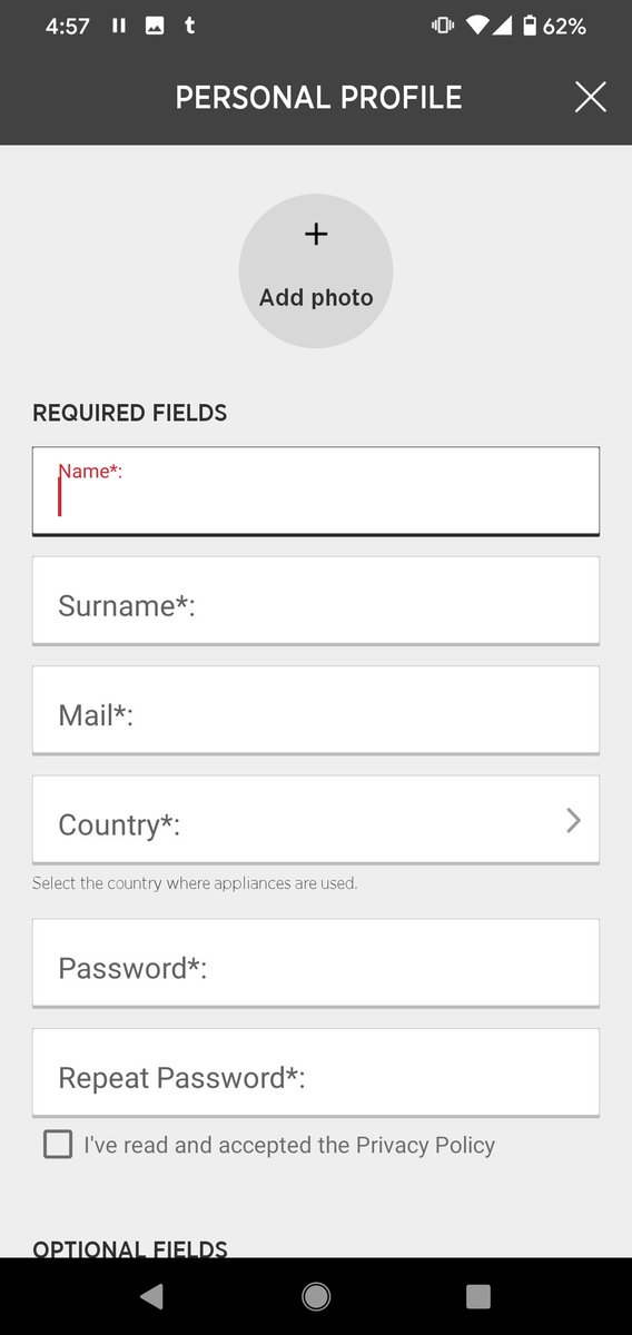 But we will come back to this later, she said ominously. For now, onwards. And having clicked the button to sign up with an email, I am now invited to create a personal profile. With a photograph. And I find myself asking why. Why in the name of everything do I need a photo