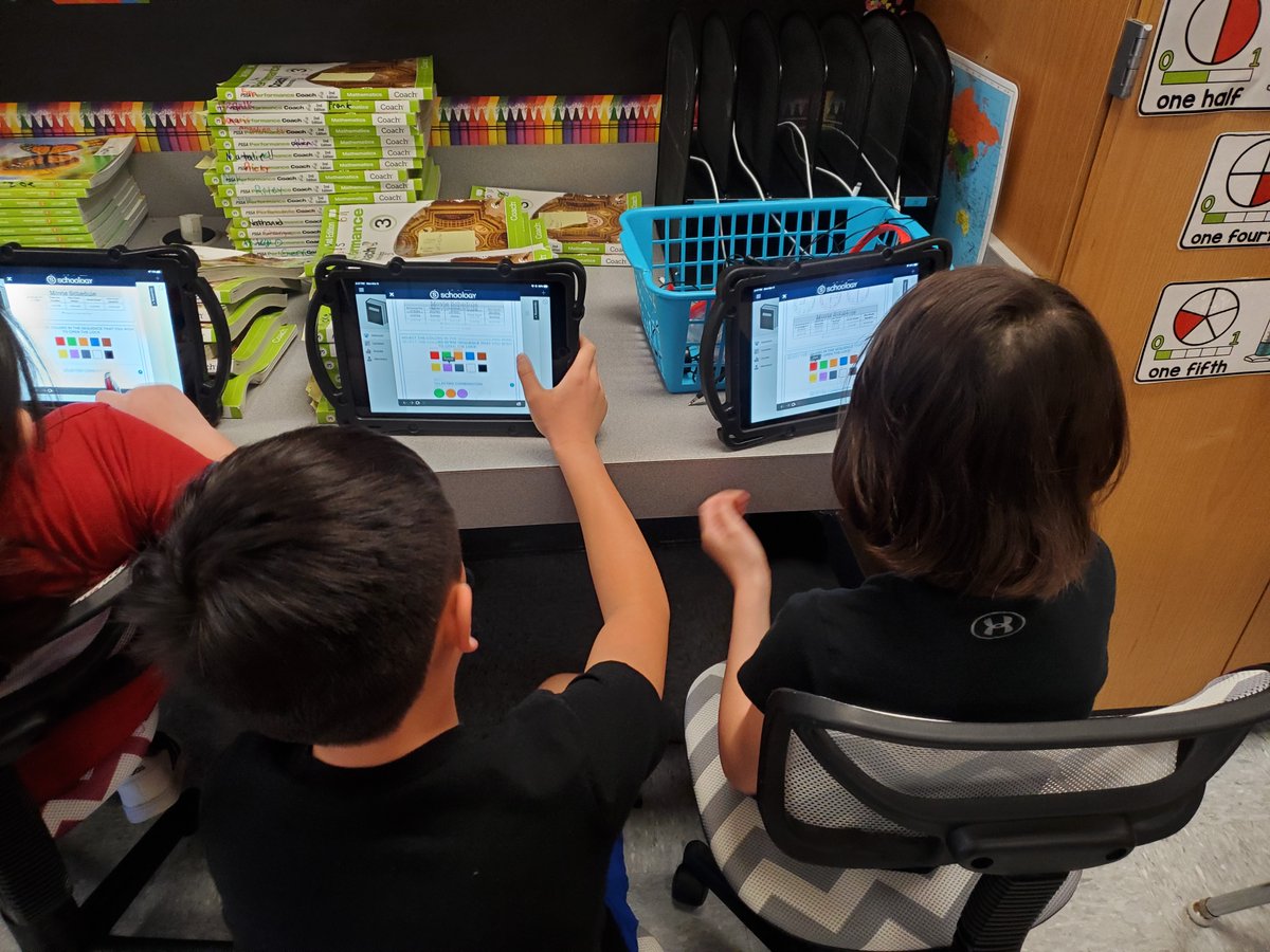 VAD1045's tweet photo. Their first attempt at a digital BreakOut EDU.  (Don't tell them they were practicing elapsed time, reading an analog clock, and problem-solving! https://t.co/O38ruscEeU