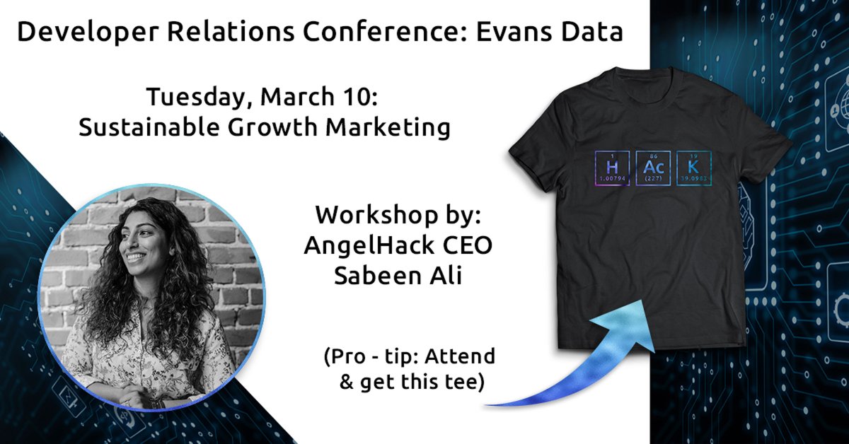 AngelHack's tweet image. Please join AngelHack&apos;s workshop tomorrow at #DevRelConference, Tuesday, March 10th at 9:30am with Sabeen Ali to discuss how to build a sustainable developer community and score some sweet swag just for joining us!