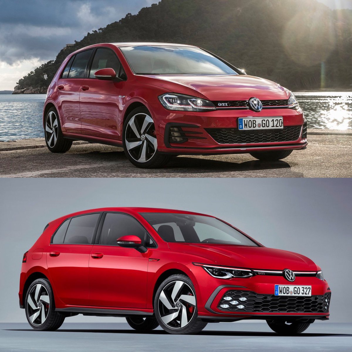 Motorscanuk's tweet photo. Top or bottom? The new VW Golf GTI. Let’s us know your thoughts
.
.
.
#vw #golf #gti #vwgolf #car #carnews #auto #instadaily #pictureoftheday https://t.co/pUFJ2da6ad