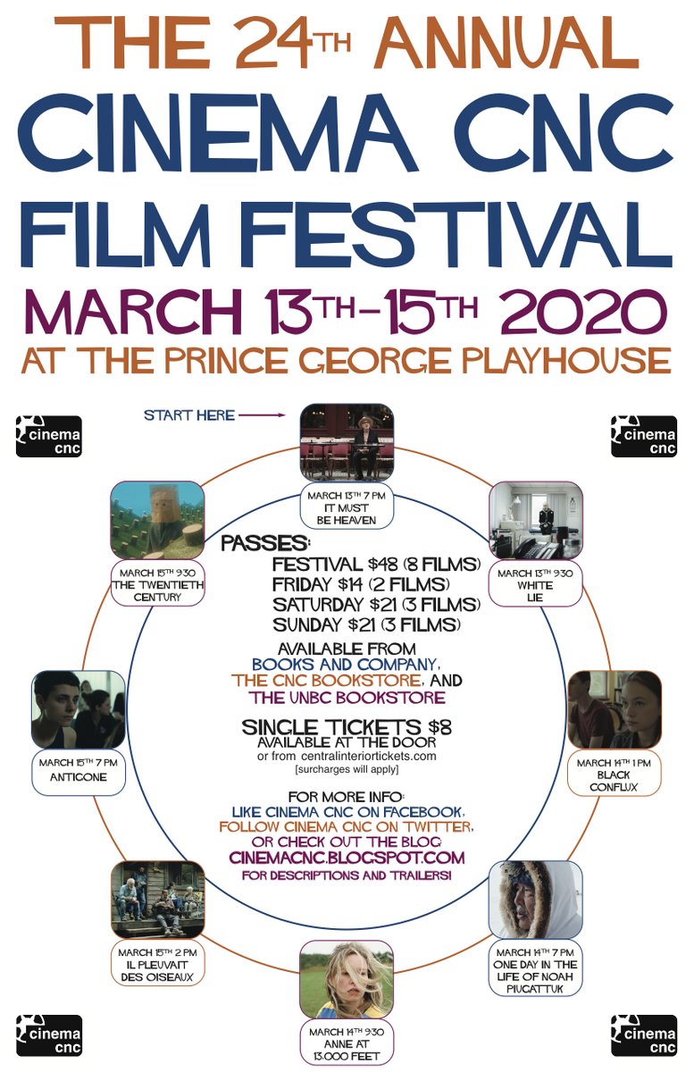 CinemaCNC's tweet photo. Coming soon! the 24th Annual @CinemaCNC Film Festival! 8 great Canadian movies + a lot of fun. For all the film descriptions and trailers, check out our blog: https://t.co/M5rQ12xVZN https://t.co/d75pTYDbAf