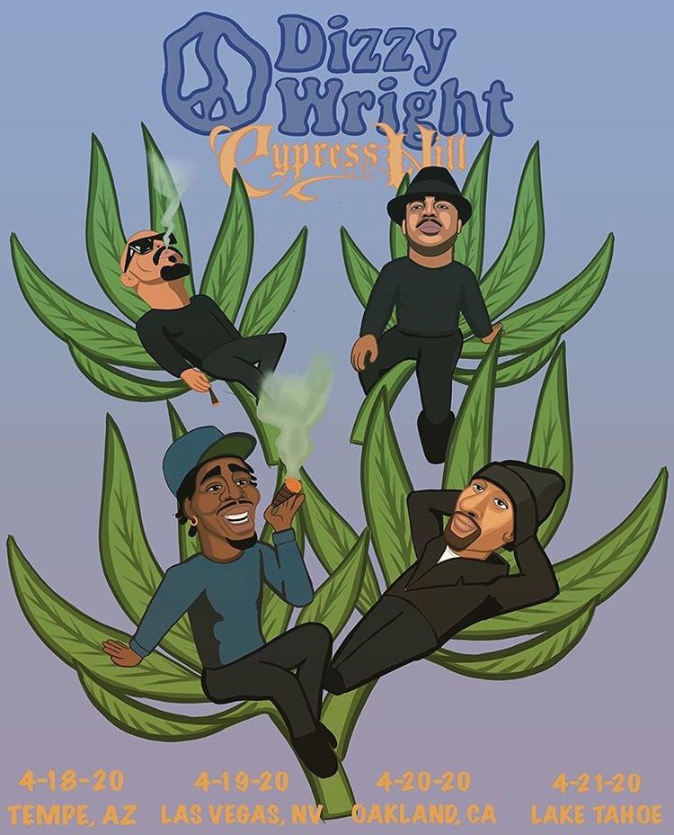 cencalradio's tweet image. #IWannaGetHigh 🔥🌬 @DizzyWright will be going on tour with @cypresshill APRIL 2020. Burn one LIVE on 4/20 in Oakland, Ca at @foxoakland 🍁 Tickets available at dizzywright.com 
🎨: Gattzay vía Instagram 
.
.
.
#DizzyWright #CypressHill