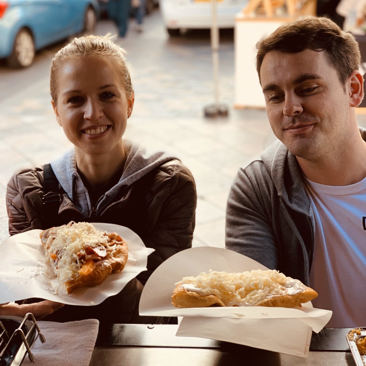 HunFestNW's tweet photo. #langos is a traditional #hungrian deepfried bread can be called the "Hungarian #pizza" made with yeast, the ready product is crispy outside, soft in the middle, topped with #garlic #sourcream #cheese ... #yummy in my tummy by @Langos_Factory this September at @warringtonmkt 😍🙌🏻 https://t.co/mzqGmZZrWv