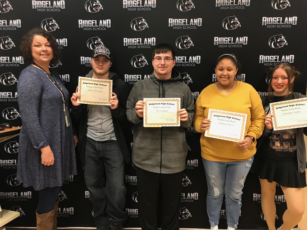 Congratulations to our RHS Student of the Week 3/9/20: Robert McCurdy, Wes Coleman, Makayla Marsh, Aexandra Taylor