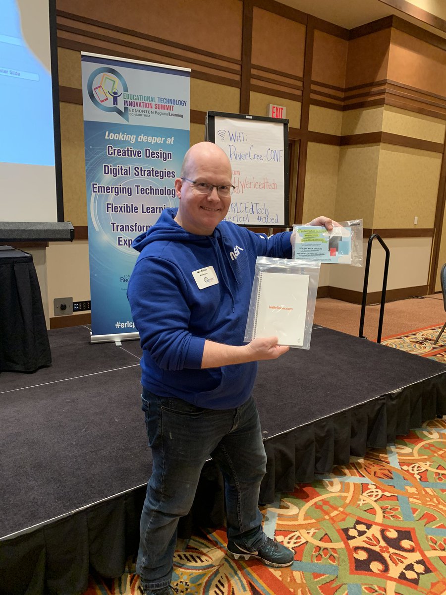 erlcpl's tweet photo. Congratulations to our winner for winning a rocket book from our keynote speaker @lesliefisher #erlcpl #ERLCEdTech https://t.co/sYEk07UCMg