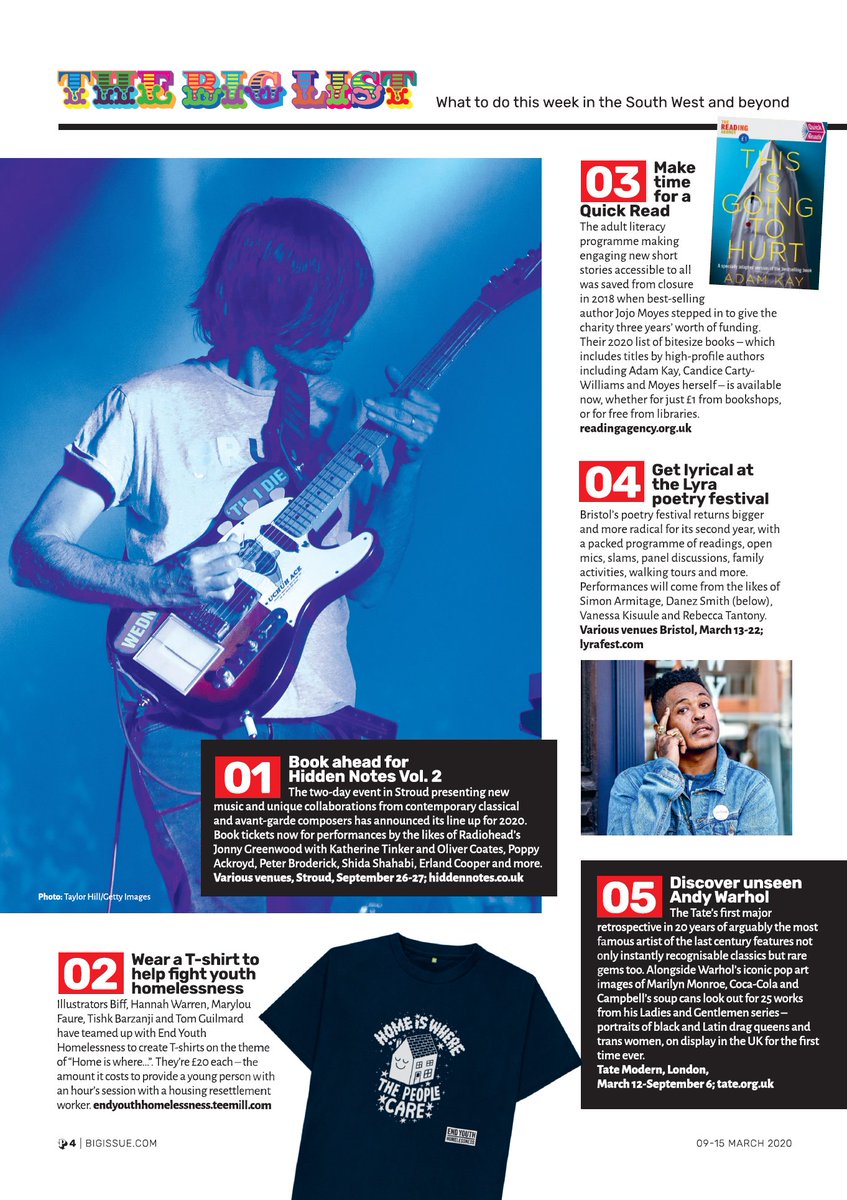 HiddenNotes_'s tweet photo. Hidden Notes vol.2 featured in the Big List in this week's @BigIssue SW - pick up a copy from your local vendor ;) Weekend tickets close to selling out - limited day tickets on sale soon! 👇https://t.co/YxShIy3KH9 #stroud @OctatonicRecs  #beineine #bigissue https://t.co/0JulOV3gSX