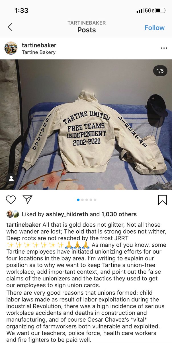 TrueAnonPod's tweet image. Tartine owners—millionaires who live in a house with an elevator—are trying to do hip union busting. Amazing. Just absolute scum