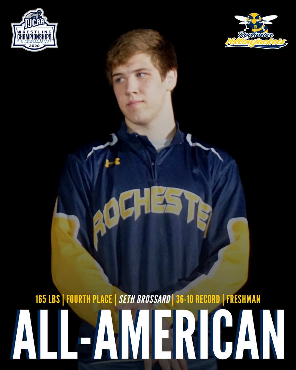 Congratulations to #Yellowjackets' NJCAA All-American, Seth Brossard, from Kenyon-Wanamingo HS in MN! #RollHive