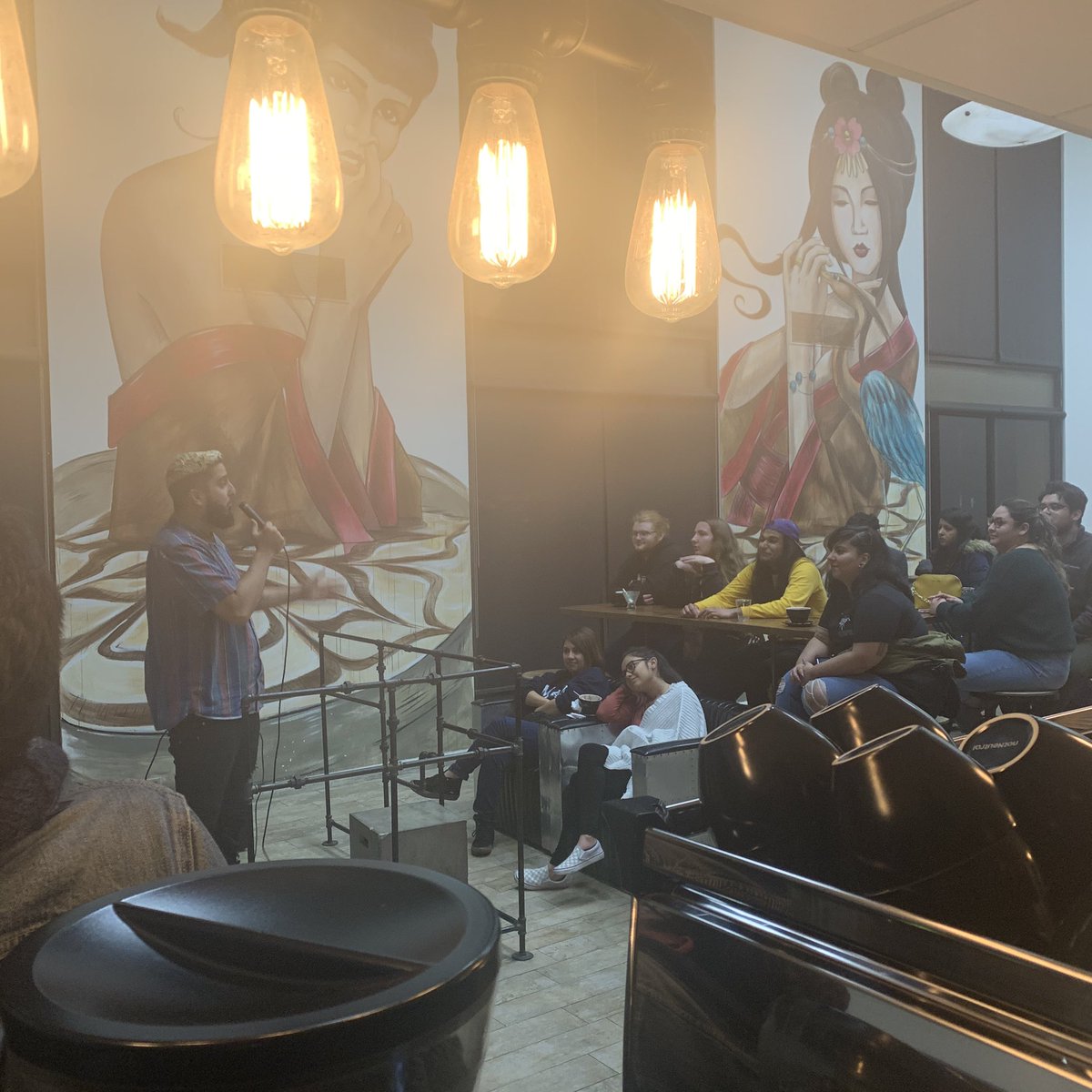 slapfacecoffee's tweet photo. Open Mic Night at Slap Face is this upcoming Saturday 3/14 at 8pm. All acts are welcome — music, poetry, comedy, magic, etc. We always have a great time! If you’d like to perform, simply arrive 15 min prior to sign-up. #fremont #bayareamusician #bayareacomedian #bayareapoet https://t.co/KsxOP3JNCB
