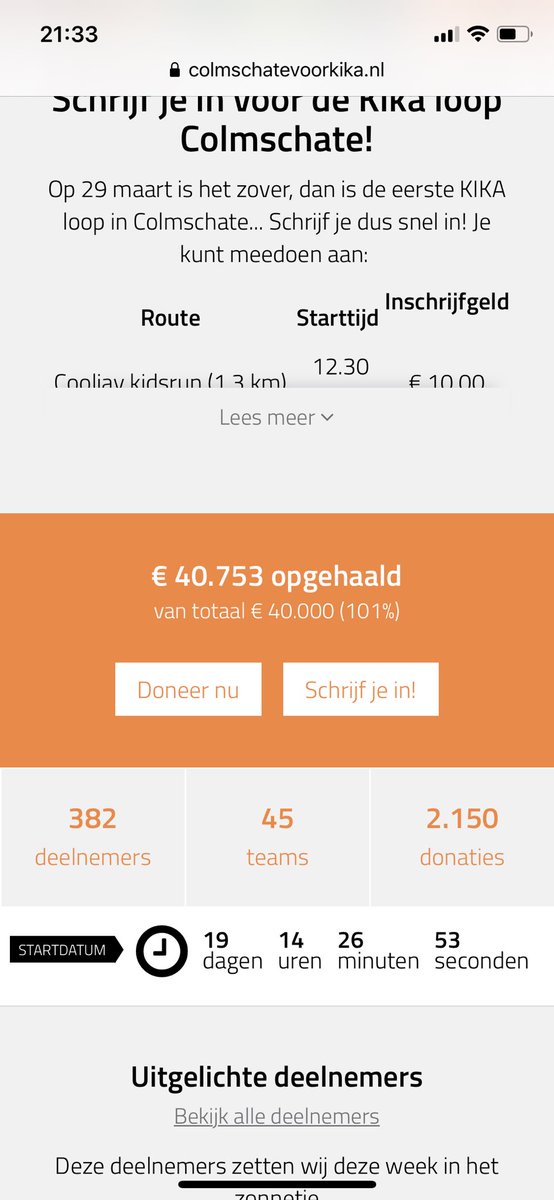 Zelfs de aangepaste doelstelling van € 40.000 is gehaald. Waar gaat dit eindigen?