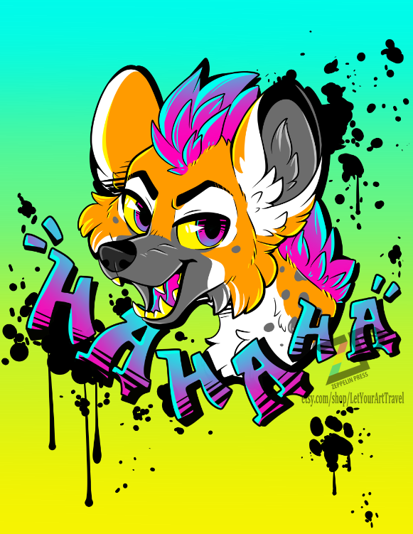 ZeppelinPress's tweet photo. 🍖Have a laugh with our new hyena piece by @lizfoxyartis (Fixed artist @)  

#zeppelinpress #letyourarttravel #hyenaart #furry #furryartwork #digitalart #twitterartist #art #creativity #furryartist #furryhyena #procreate #furryfandom https://t.co/LobVcY5iFN