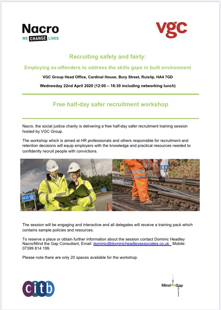That’s it folks! No more spaces at the final ⁦<a href="/MindtheGap2020/">Mind The Gap</a>⁩ safer recruitment workshop hosted by ⁦<a href="/VGCGroup/">VGCGroup</a>⁩ 22nd April.