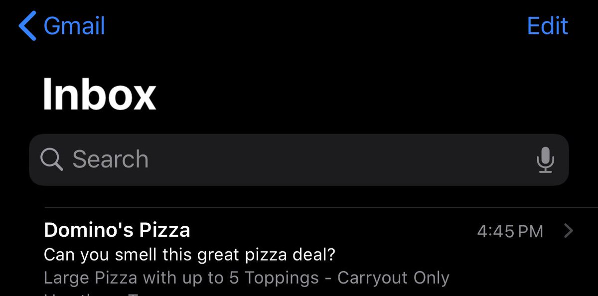 TraceSchewe's tweet photo. @dominos promo email at 4:45pm on a Monday? Not today Satan. https://t.co/DQ8fCBz5wx