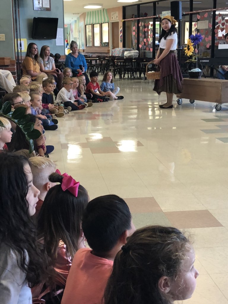 weGLCclass's tweet photo. Today we had @LyricTheater come perform Cinderella Interactive! We loved getting to dance, the costumes, their singing, and how funny the actors were! We had a blast learning about story telling through live theater! #GLC #FromWest2theWorld @jenksps @jenks_we https://t.co/9tXLgFXdFa