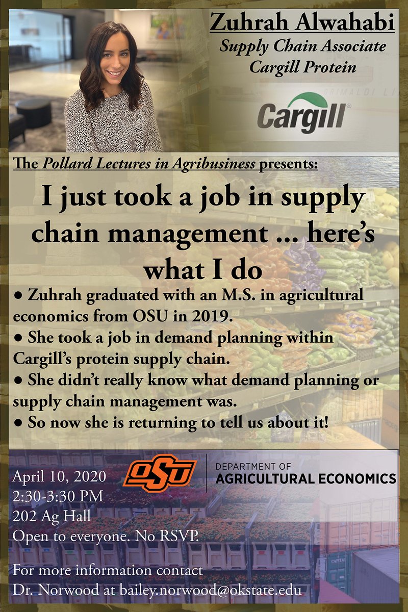 farm2forkatOSU's tweet photo. Not exactly sure what supply chain management is, but want to learn? You don't want to miss this seminar then! https://t.co/NqYLDVmA5t