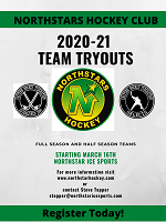 NorthstarHockey's tweet photo. 2020-21 NorthStars Hockey Club Tryouts - Start Next Week! https://t.co/DP9D0K4wQO https://t.co/ufNUUzvKIF