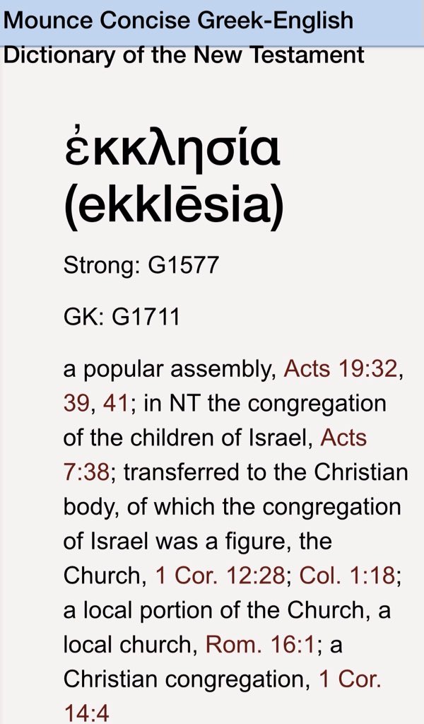 The English word 'church' equates to the Koine Greek biblical word Ekklesia. The word, as used in the Holy Scriptures, means a group of people of Faith. The historical Etymology definition shows it began to mean a building around 300 AD, and by 1828 AD primarily meant a building