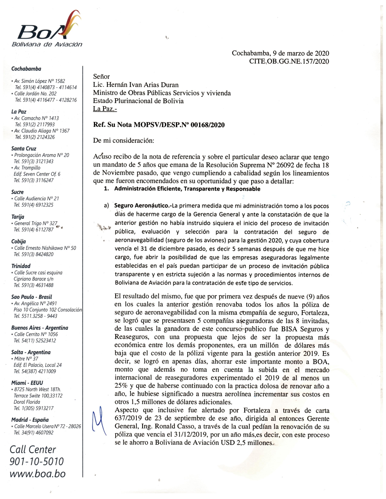 Boliviana De Aviacion Telefono Buenos Aires تويتر \ Los Tiempos على تويتر: "#ÚLTIMO El gerente general de Boliviana de  Aviación (BoA), Juan Carlos Ossio, aseguró en una carta dirigida al  ministro de Obras Públicas, Iván Arias, que no