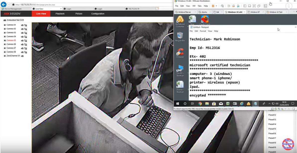 sasumner's tweet image. Imagine hacking into the network and CCTV of an Indian #TechSupportScam to uncover every detail of their operation. They&apos;re scamming people of $400k per month. Incredible investigative work by @JimBrowning11👏