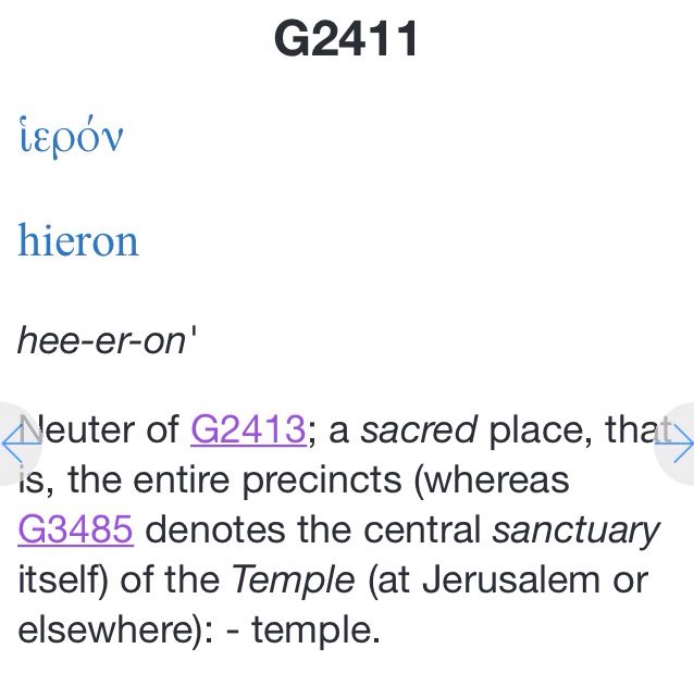 In comparison to the word Church, Ekklesia, there is a Synagogue, Sunagoge in Greek, and Temple, Hieron in Greek. Note the Etymology of the word Synagogue implies Public worship and a building, and Temple implies a building, used as a word for Synagogue by 1590s AD.
