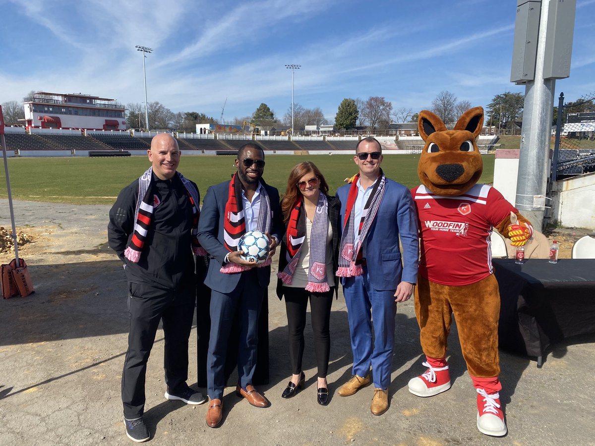CityRichmondVA's tweet photo. Soccer fans all around RVA will be excited about the new improvements to City Stadium. Earlier today Mayor Stoney, Councilman Addison, Councilwoman Lynch and the Richmond Kickers held a press event to talk about the updates to the field, lighting and more. โฝ๏ธ https://t.co/fA29F6abUG