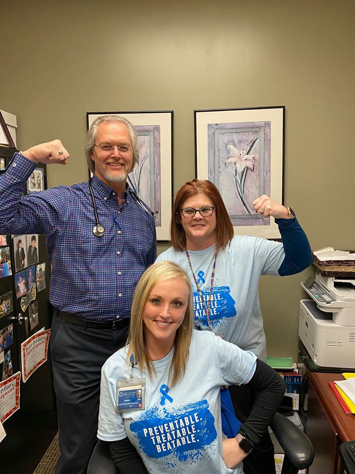 NMMC_news's tweet photo. Friday was National Dress in Blue Day to raise awareness of colon cancer screening. The Center for Digestive Health and Digestive Health Specialists all dressed out in their blue! #beatcoloncancer #ConnectNMMC https://t.co/qOhN1PRqA4