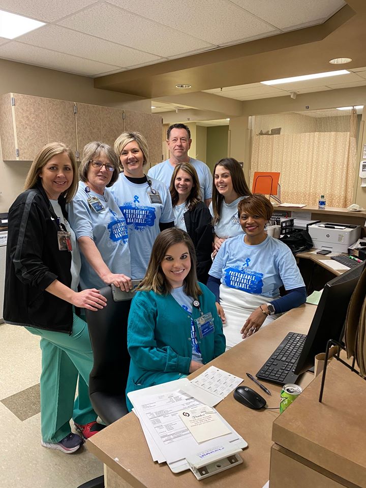 NMMC_news's tweet photo. Friday was National Dress in Blue Day to raise awareness of colon cancer screening. The Center for Digestive Health and Digestive Health Specialists all dressed out in their blue! #beatcoloncancer #ConnectNMMC https://t.co/qOhN1PRqA4
