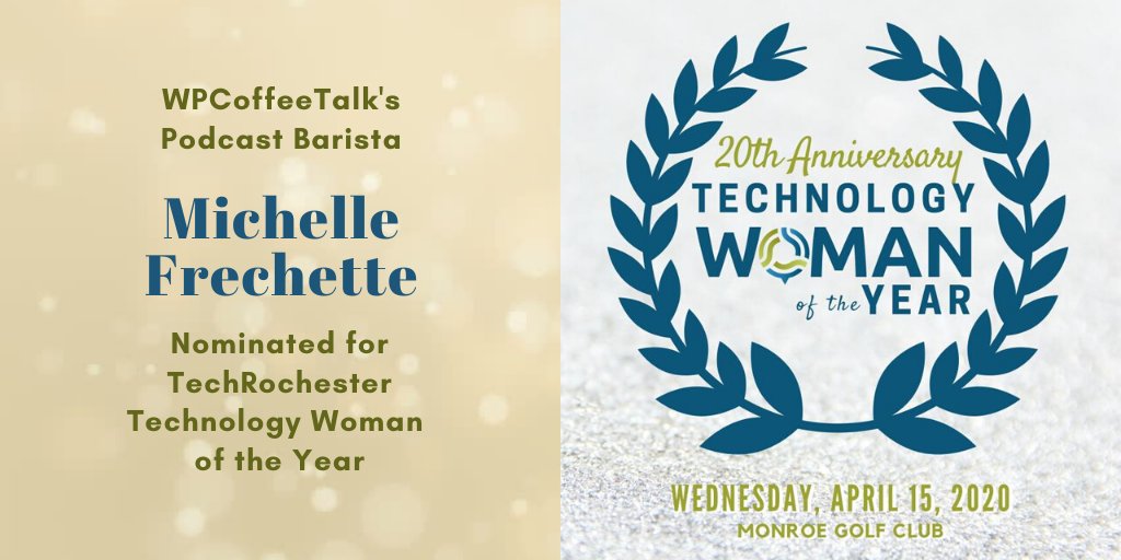 wpcoffeetalk's tweet photo. Honored and excited to be named one of @techrochester's nominees for Technology Woman of the Year.
#TechRochester #WomenInTech #WomenInTechnology @michelleames https://t.co/DlffnMxtFw